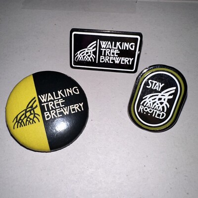Walking Tree Brewery 3pc Pin Set Vero Beach Florida New Craft Beer Swag Button