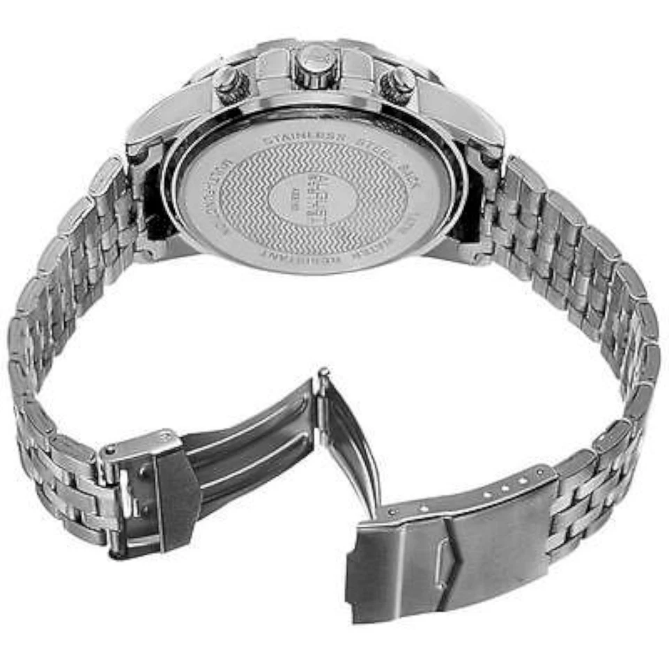 NEW August Steiner AS8153SSB Men's Swiss Month Date GMT Black Dial Silver Watch - Image 4 of 4