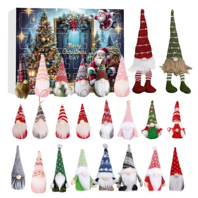 2024 Christmas Plush Gnome Advent Calendar 24PCS Gnome Pendants Decor Xmas Gonk