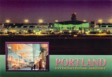 Portland International Airport Aviation Terminal Interior Night 6x4 Postcard C18