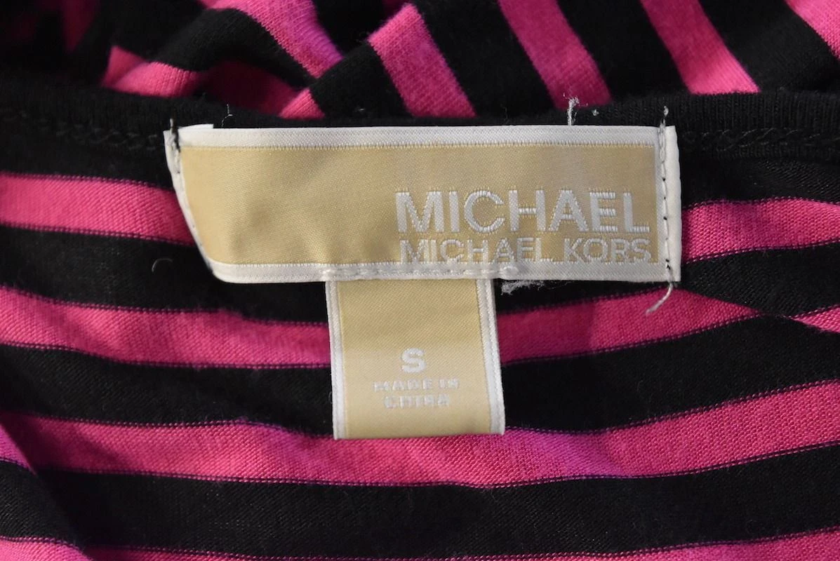 Abito Michael Michael Kors taglia S nero rosa a righe maxi smanicato rayon