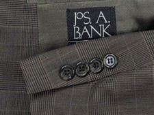 Jos. Bank Blazer Sport Coat Jacket 100 Wool 46L Glenn Check Subtle Stripe Green