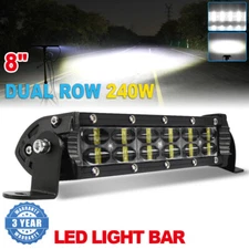 6D 8inch 240W Dual Row LED Work Light Bar Spot Driving Offroad 4WD ATV Truck SUV