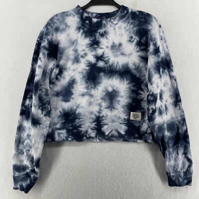 SoulCycle Sweatshirt Women's Sz M Blue Tie Dye Crew Neck Cropped Pullover 