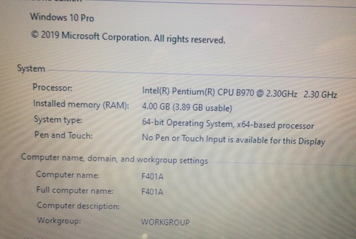 ASUS F401A_Intel Pentium B970@2.30GHz_320GB HDD_4GB DDR2 RAM_14.0" Screen - Picture 3 of 10