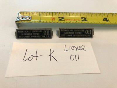 Lionel Train Accessories - TWO (2) No. 011 Switch Metal Badge Name Plates Lot K