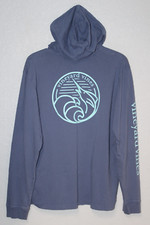 Vineyard Vines Hooded T-Shirt Men SMALL Blue Ocean Sailfish Print L/S Hoodie
