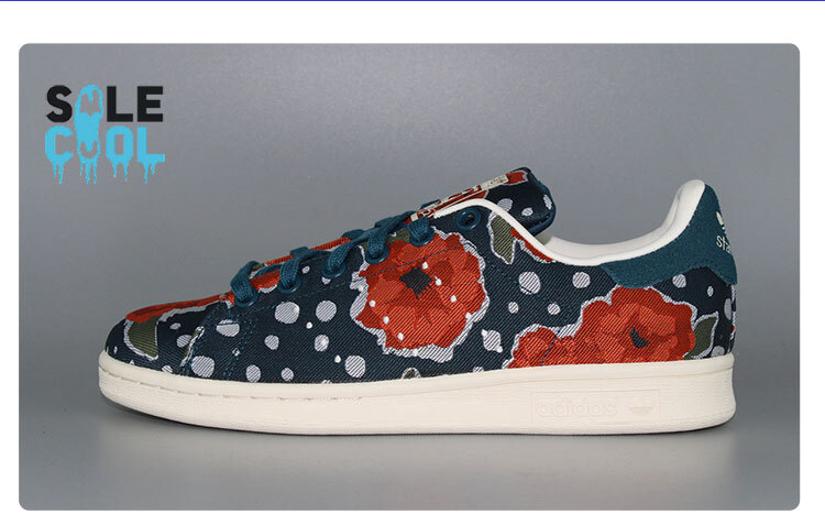 Adidas Stan Smith Floral Sneakers Blue Red Women's Shoes Adidas Stan Smith Floral Sneakers Blue Red Women's Shoes