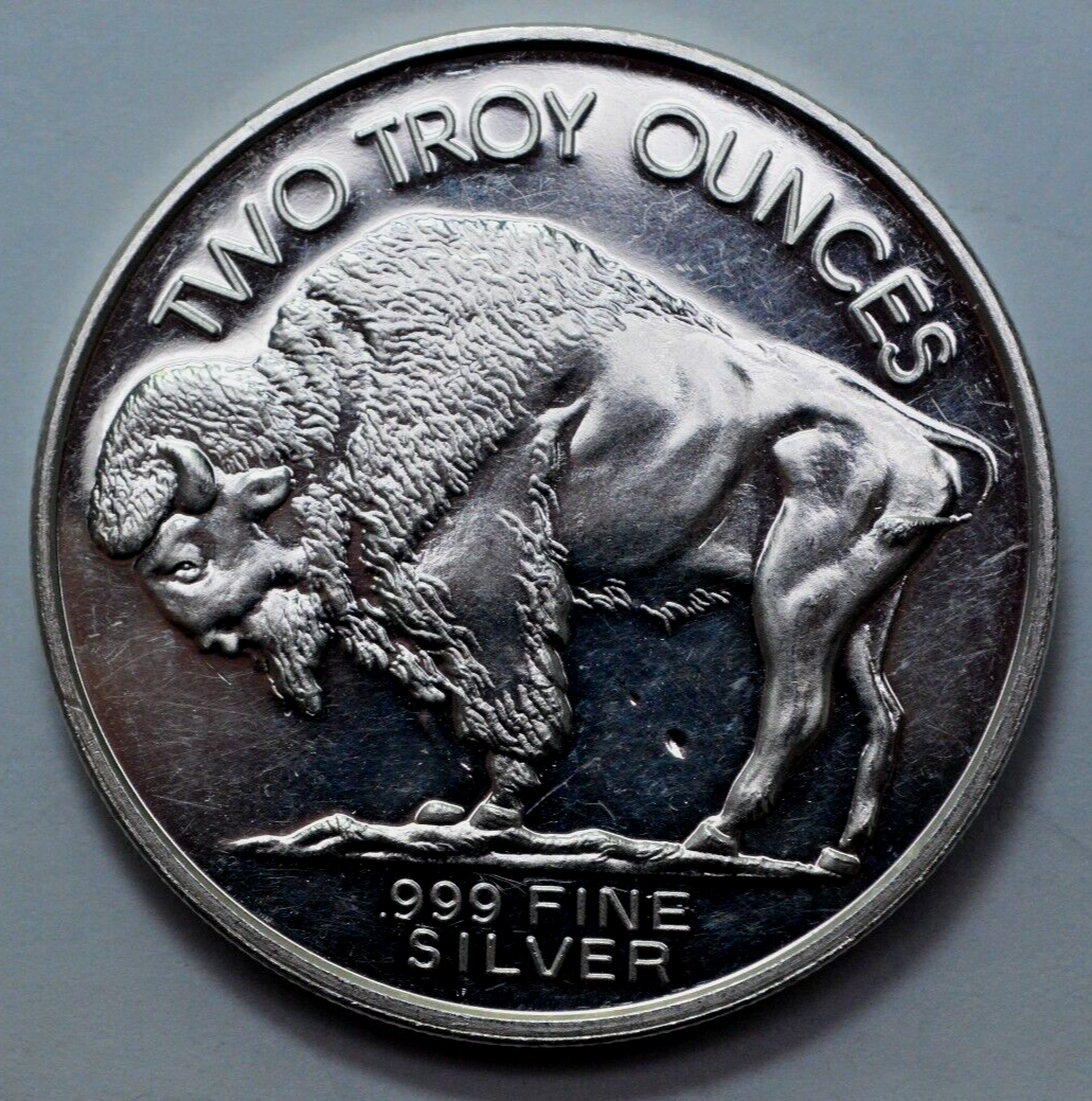 2 OZ 999 SILVER ROUND INDIAN HEAD BUFFALO 3 LEG BISON PL HUGE