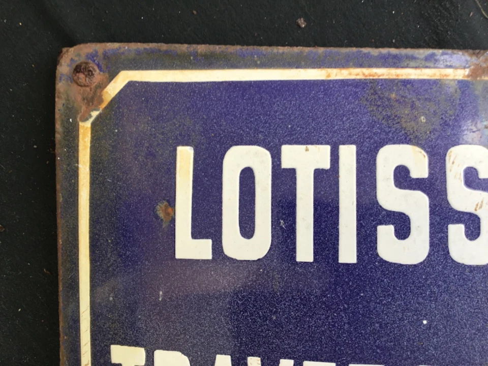 Antiguo letrero de calle francés de metal convexo y esmalte vítreo en el medio ¡oxidado! Foto 3 de 4