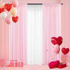 2 PCS Pink Sequin Backdrop Curtain 2x8 FT Glitter Photography Decor Setup