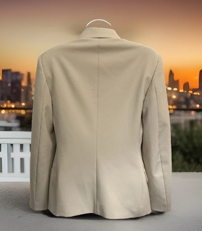 Abrigo Blazer Benetton Hecho en Italia Talla S US4 IT40 Sencillo Pecho Beige Oficina Foto 4 de 4