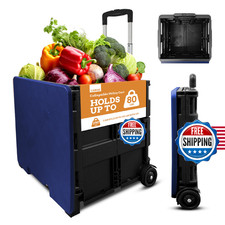 Inspired Living Collapsible Ultra-Slim Pack-N-Roll 2 Wheel Utility Cart Lid Seat