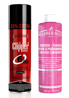 BarberSide London Pink Keimtötlösung 500ml + Clipper Spray 500ml Set
