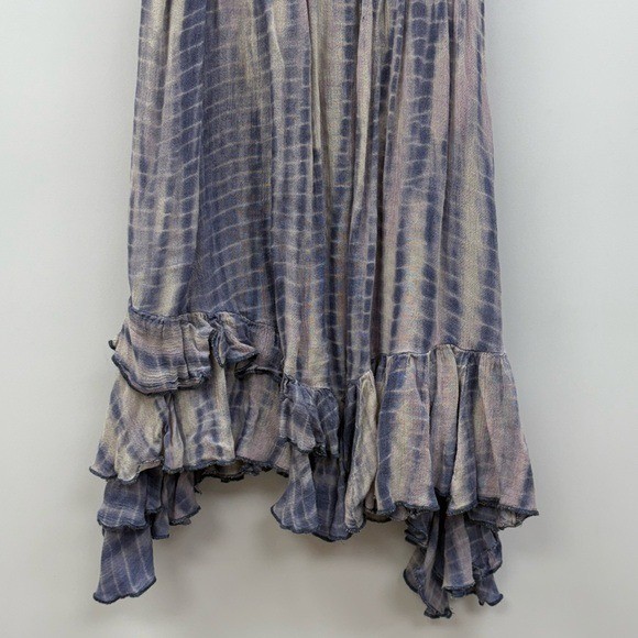 Free People One Adella Tie Dye Woven Slip Gauze Swing Mini Dress Blue Medium