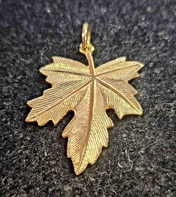 Signed Deborah Tree of Life Pendant Maple Leaf Goldtone vtg- S155