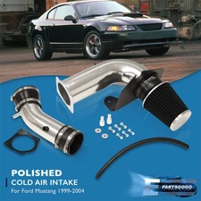 For 99-04 Ford Mustang V6 Polish Cold Air Intake CAI System + Heat Shield Filter