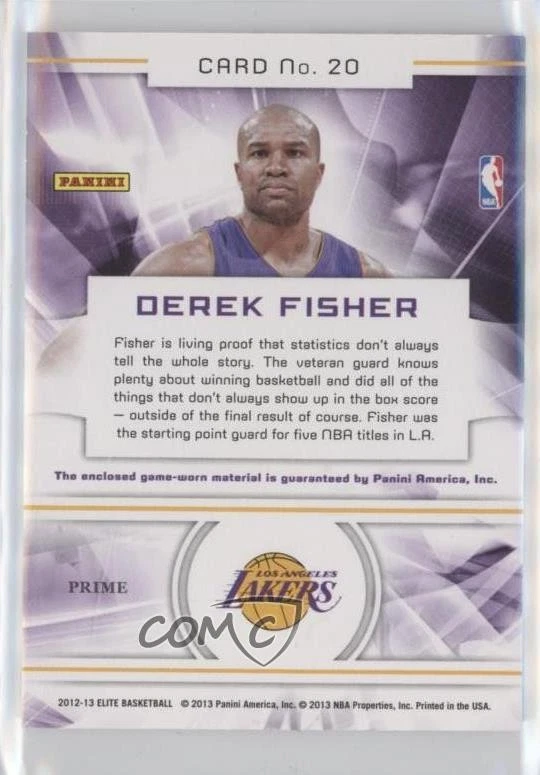 2012-13 Elite Back to the Future Materials Prime /25 Derek Fisher #20 - Image 2 of 2