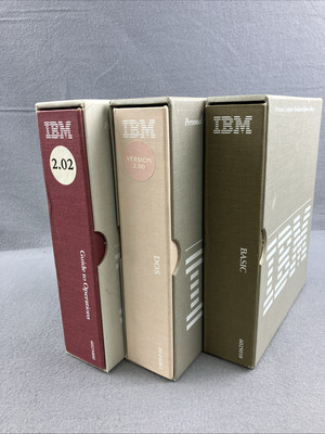 Vintage IBM Books Book Set 3 Books DOS, BASIC, Guide to Operations XT Some Disks
