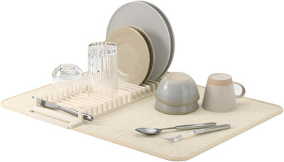 330720-354 UDRY Rack and Microfiber Dish Drying Mat-Space-Saving Lightweight Des