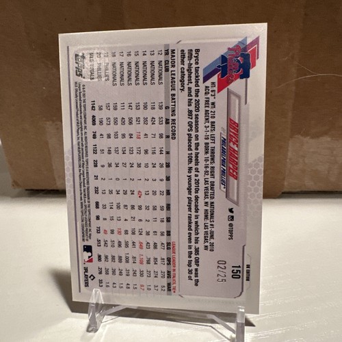 2021 Topps UK Edition Baseball Bryce Harper Gold Parallel SSP 2/25 - Picture 2 of 3