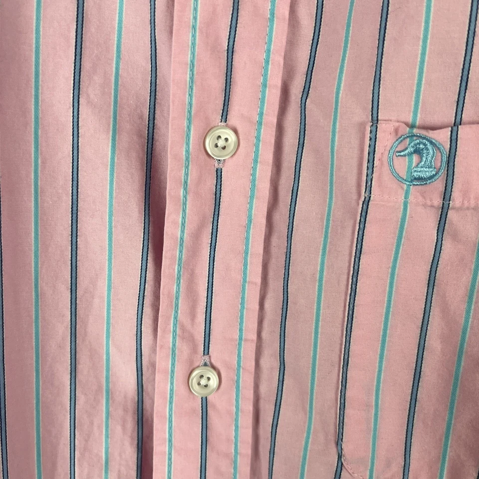 Duck Head Medium  Pink/blue Stripe Long Sleeve Button Shirt - Image 4 of 4