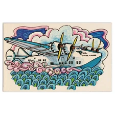 1973 Pan Am Yankee Clipper Postcard - Historic Flying Boat Aviation Airmail Art
