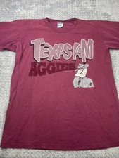 Texas A&M Cartoon Shirt Tee Size Large Single Stitched Made in USA Vintage