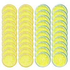 40 PCS Artificial Lemon Slices - Simulation Lemon Slices Plastic Fake Fruit A...