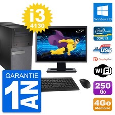 PC Tour Dell 3020 Ecran 27" Intel i3-4130 RAM 4Go Disque 250Go Windows 10 Wifi