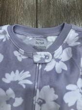 Carters Girls Size 5T Fleece Footed Pajamas Lavender Purple Floral NWT Soft