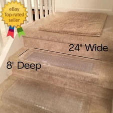 Clear Stair Treads Carpet Protectors Set of 2-24 X 8 Inches, Slip Resistant