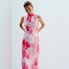 NWT Zara Tie Dye Satin MIDI Dress