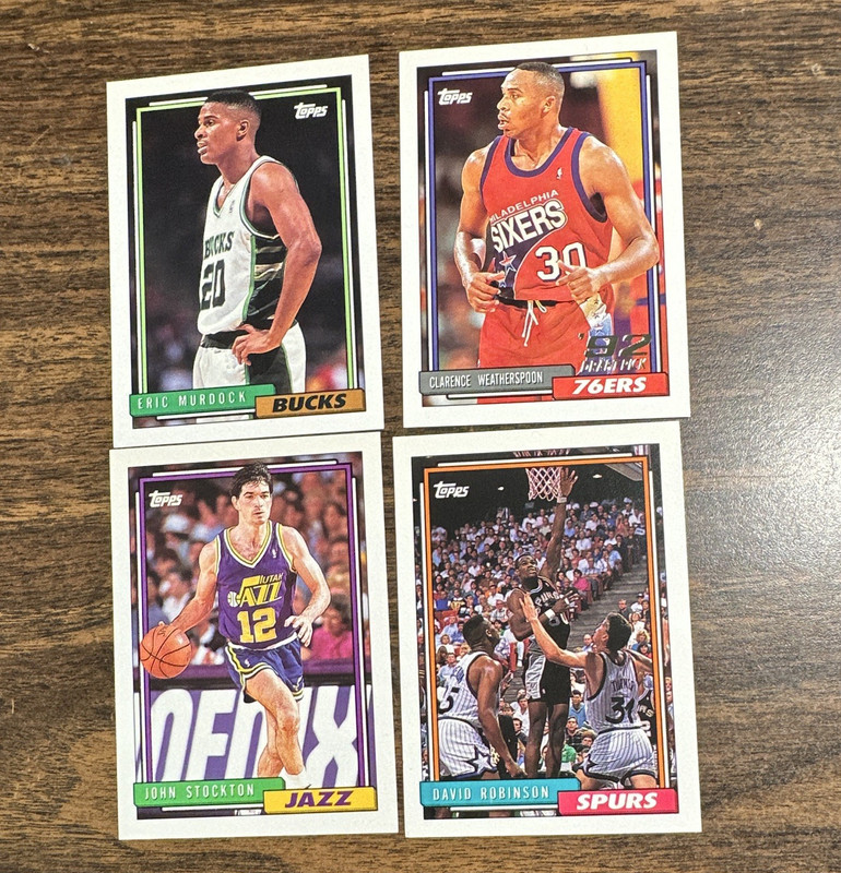 Topps 1992-93 NBA 4-Card Lot Murdock/Weatherspoon/Stockton/Robinson