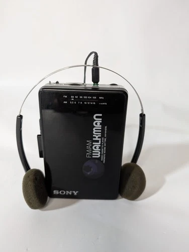 Sony Walkman WM-AF22 AM/FM Radio Black Cassette Player Vintage Audio (WORKS)