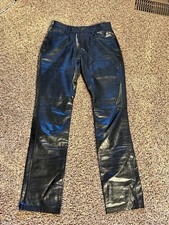 Vintage Y2K 2000 Gap Black Original Fit Women  s Leather Pants Size 1 Lined