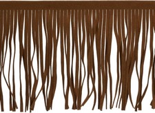 uxcell 2 Yards 4 Inch PU Leather Fringe Trim Double Side 4 Inch, Coffee Brown