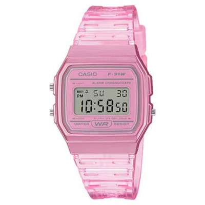 CASIO F91WS-4 TRANSPARENT PINK DIGITAL WATCH