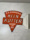 Vintage Porcelain Enamel Flange E.C.Simmons Keen Kutter Sign DoubleSided 14”x13”