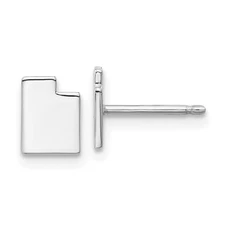 14K White Gold Utah State Button Stud Earrings Mother's Gift Gift for Her