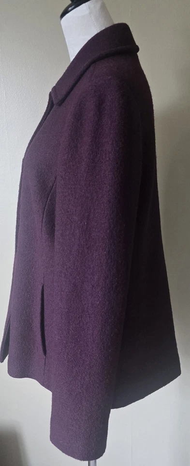 Chaqueta para mujer Lands’ End mezcla de lana talla 12 envejecido vino púrpura borgoña Foto 3 de 4