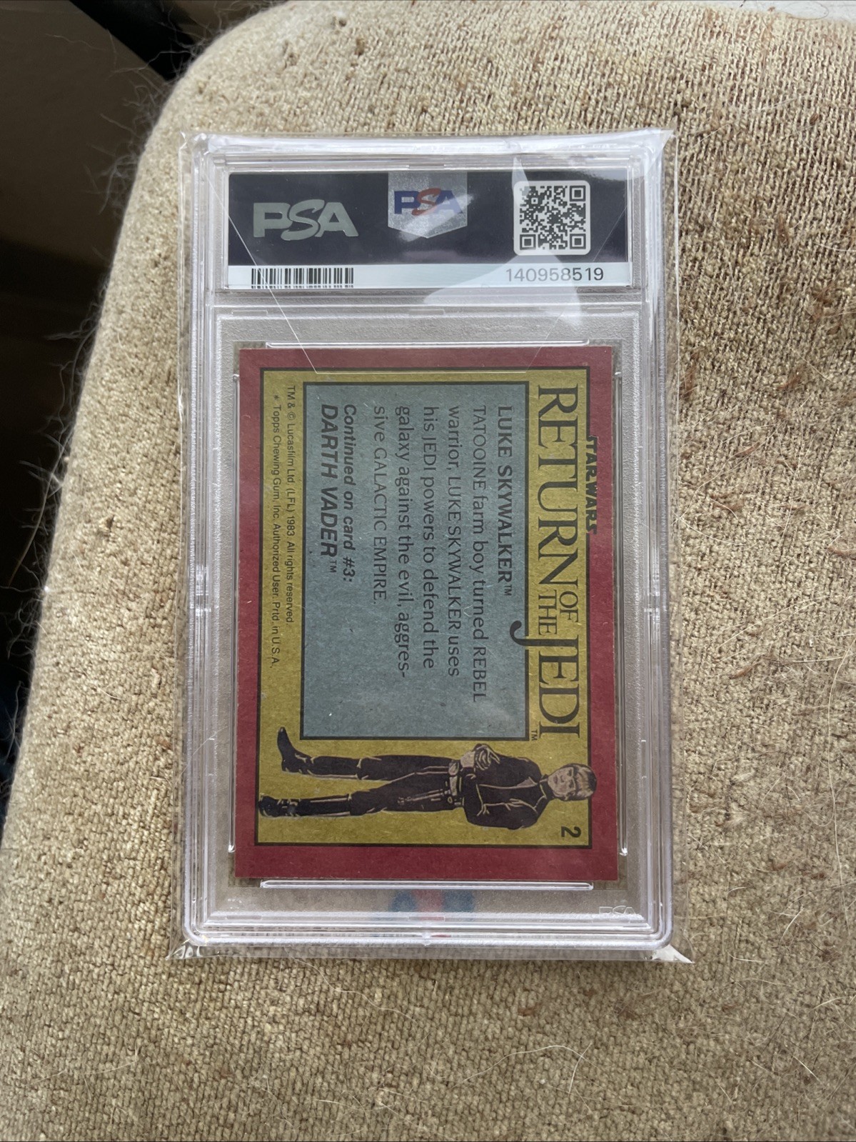 1983 Topps Star Wars Return Of The Jedi 2 Luke Skywalker PSA 8 Near Mint view 3