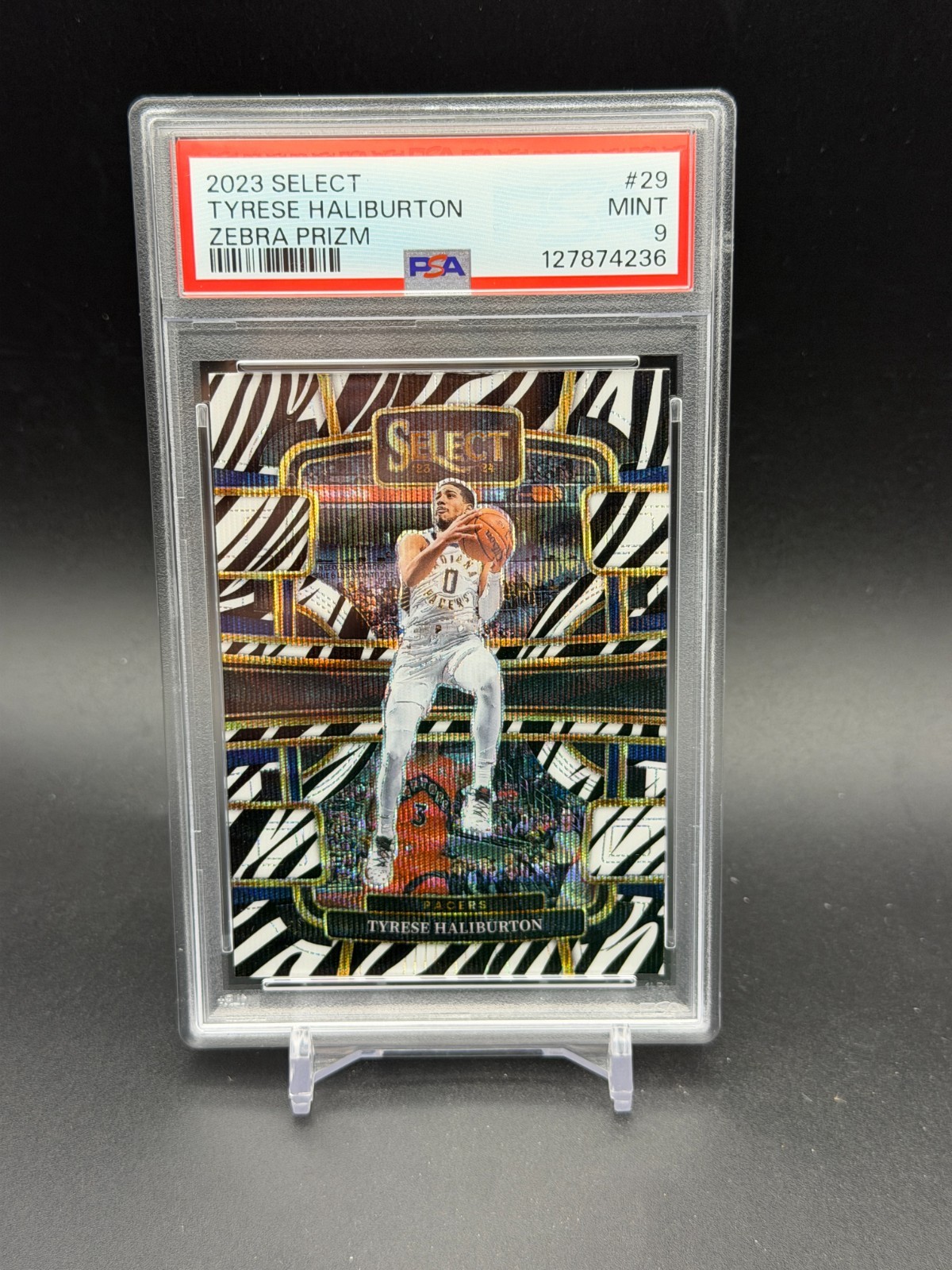 2023-24 Panini Select Tyrese Haliburton Concourse Zebra Prizm #29 Pacers