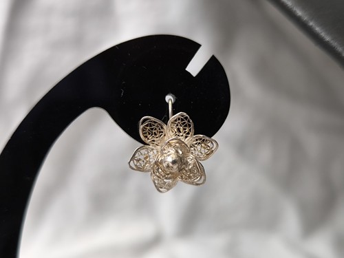 Schönes Schmuckset : Anhänger + Ohrringe Silber Blumen Filigran Geschenk Vintage - Bild 11 von 14