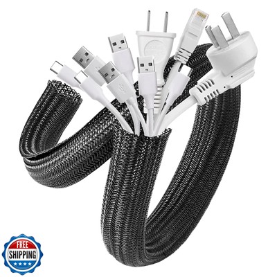 AGPTEK Cable Sleeve Cover, 10ft - 1.5 inch Desk Cord Organizer Cable Hider, H