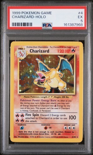 1999 POKEMON BASE SET UNLIMITED #4 CHARIZARD-HOLO PSA 5