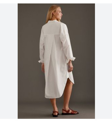 Selected Femme Oversized 34 US XS Holly Shirt Dress White Cotton Midi Button Up