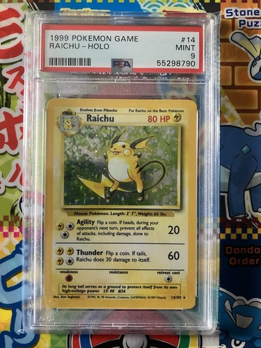 PSA 9 Raichu 14/102 Base Set Unlimited 1999 English WOTC Holo Rare Pokémon Card