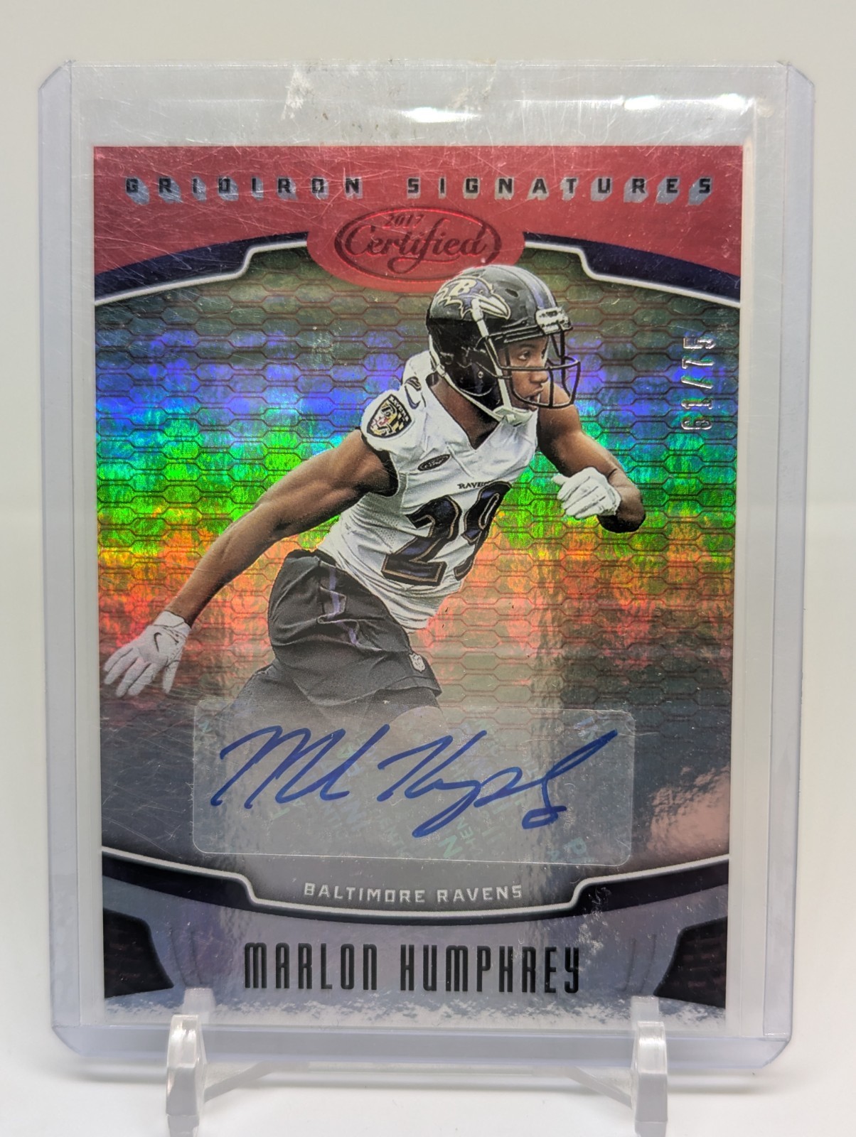 Marlon Humphrey Panini Certified Gridiron Signatures #GSMHP Mirror Red