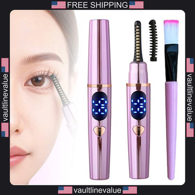 Cordless Electric Heated Eyelash Curler Rose Pink Portable Lash Lift with Comb